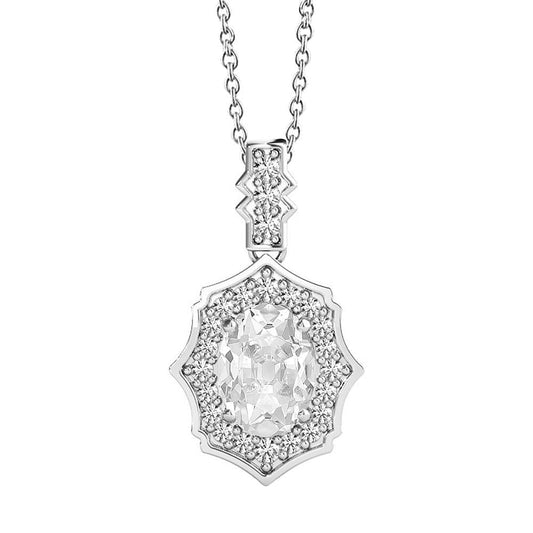 Gold 14K Halo Diamond Pendant Round & Oval Old Miner 3.50 Carats