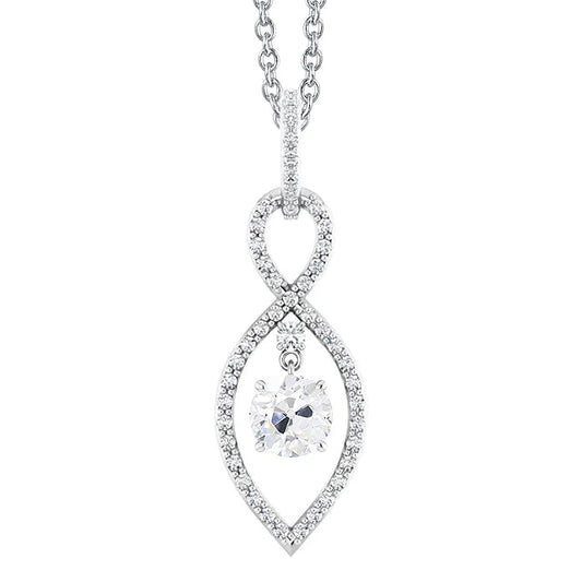 Gold 14K Natural Diamond Pendant Round Old Cut 2.50 Carats Prong Set