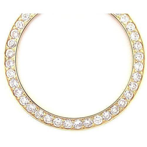 Gold 18K Genuine Diamond Bezel To Fit Rolex Date 34 Mm All Watch Models 2.50 Ct