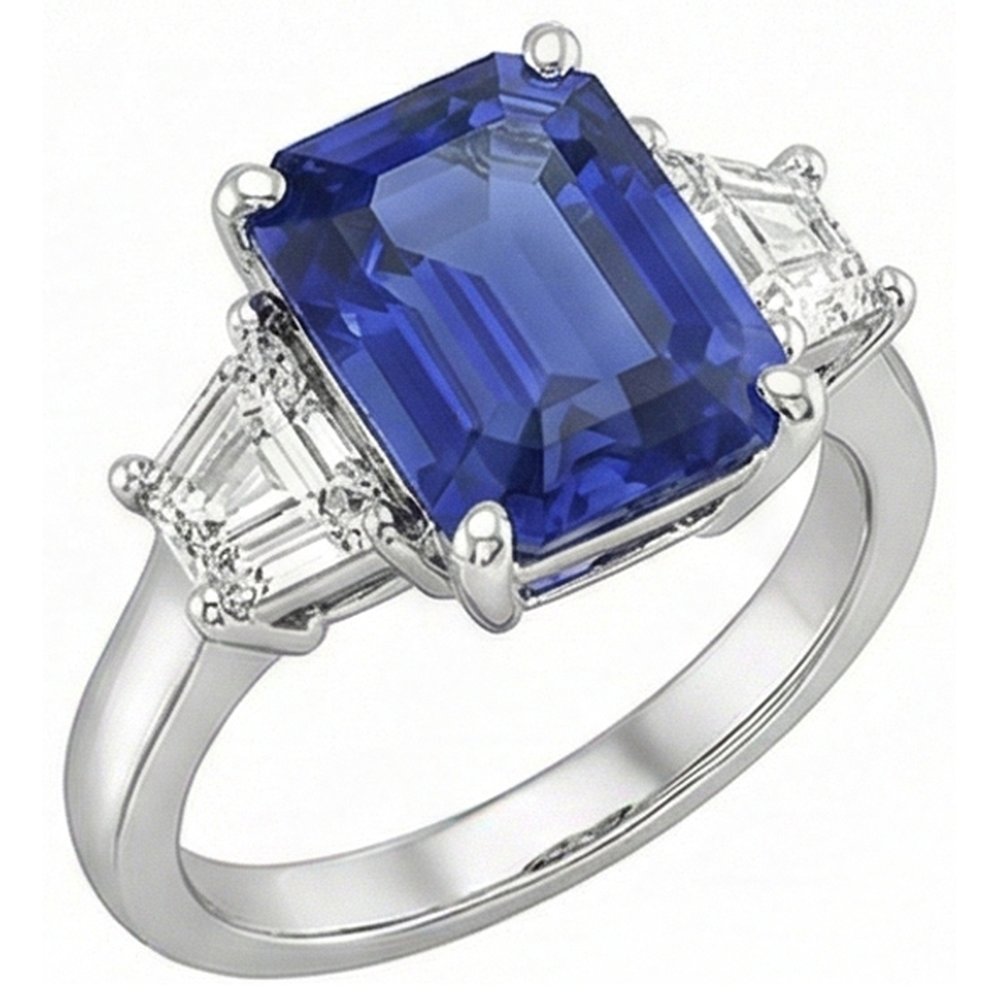 natural emerald sapphire 4ct ring side angle