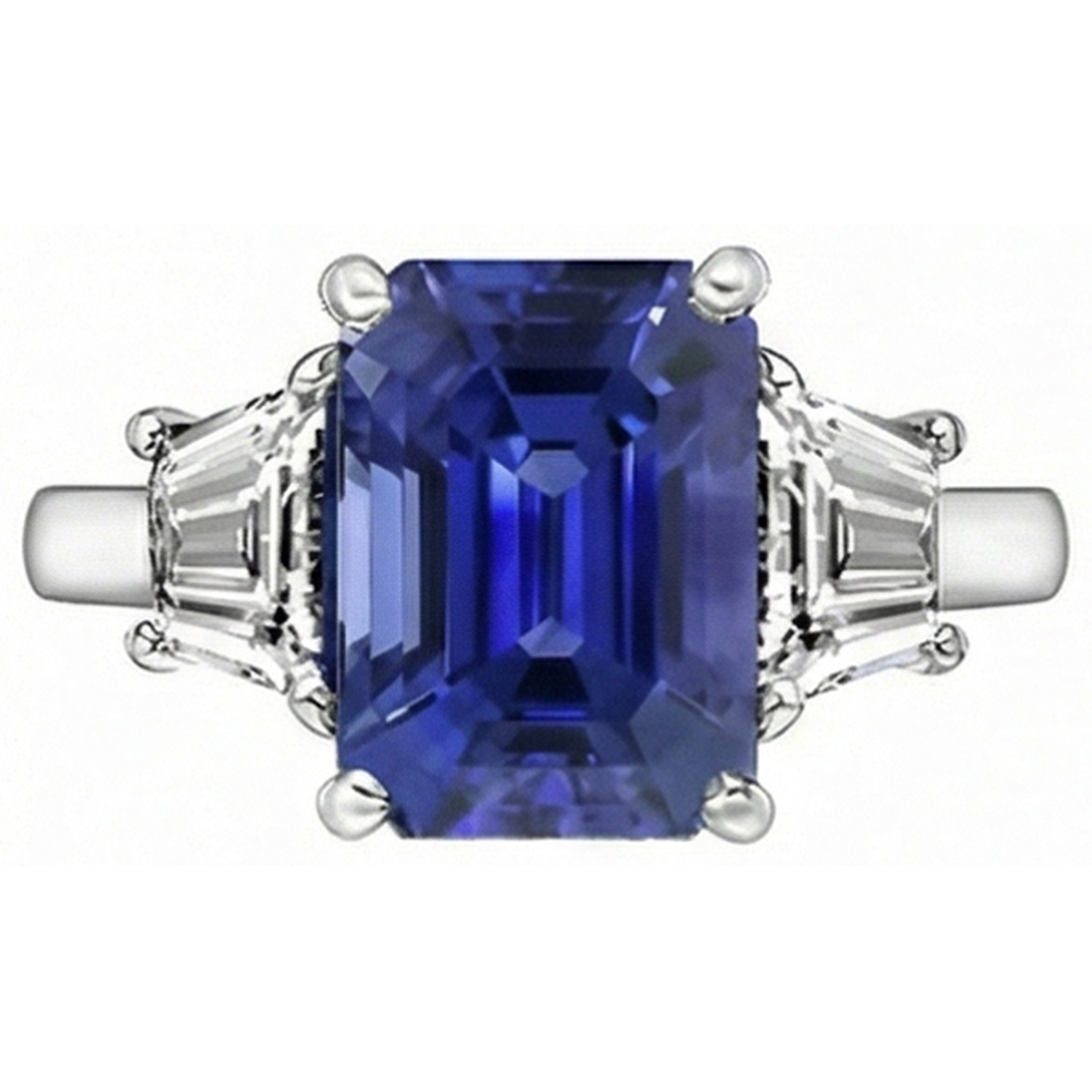 natural emerald sapphire 4ct ring top view