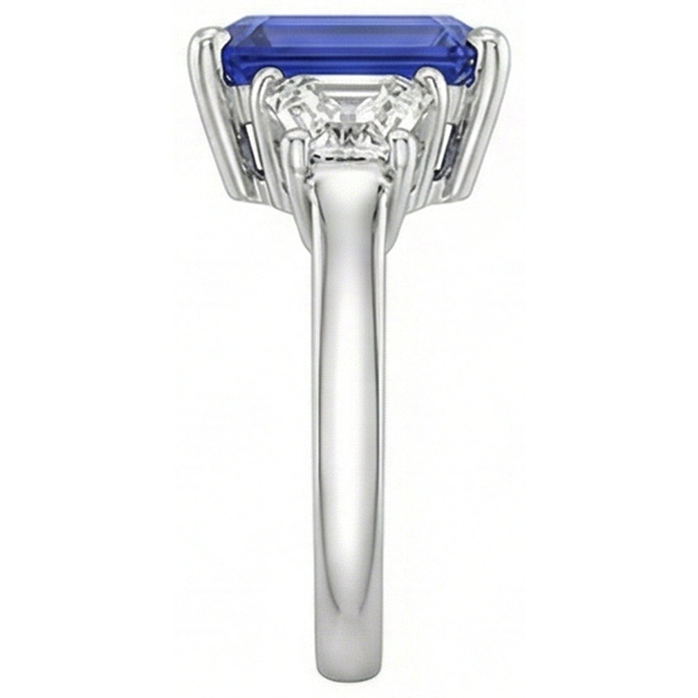 natural emerald sapphire 4ct ring profile view