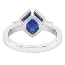 Gold 3 Stone Natural Earth Mined Diamond Asscher Sapphire Ring 2.75 Carats Bezel & Bar Set