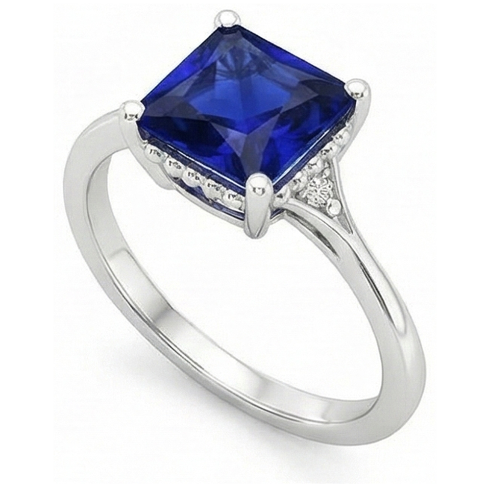 Gold 3 Stone Natural Earth Mined Diamond & Blue Sapphire Ring Split Shank 5.25 Carats