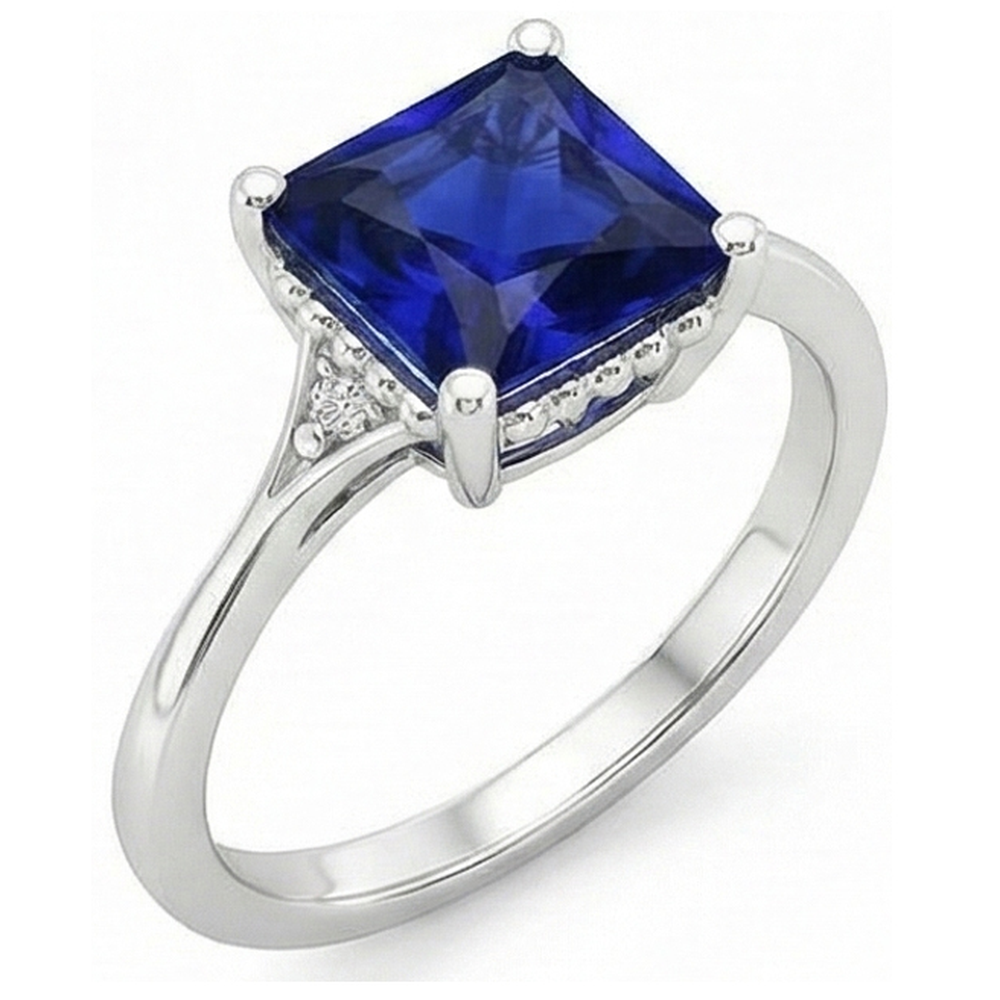 Gold 3 Stone Natural Earth Mined Diamond & Blue Sapphire Ring Split Shank 5.25 Carats