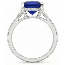 Gold 3 Stone Natural Earth Mined Diamond & Blue Sapphire Ring Split Shank 5.25 Carats