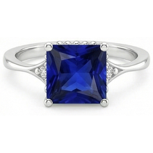 Gold 3 Stone Natural Earth Mined Diamond & Blue Sapphire Ring Split Shank 5.25 Carats