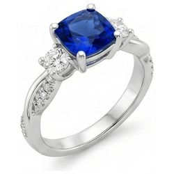 Natural Sapphire Ring 2.75ct - White Gold 14K