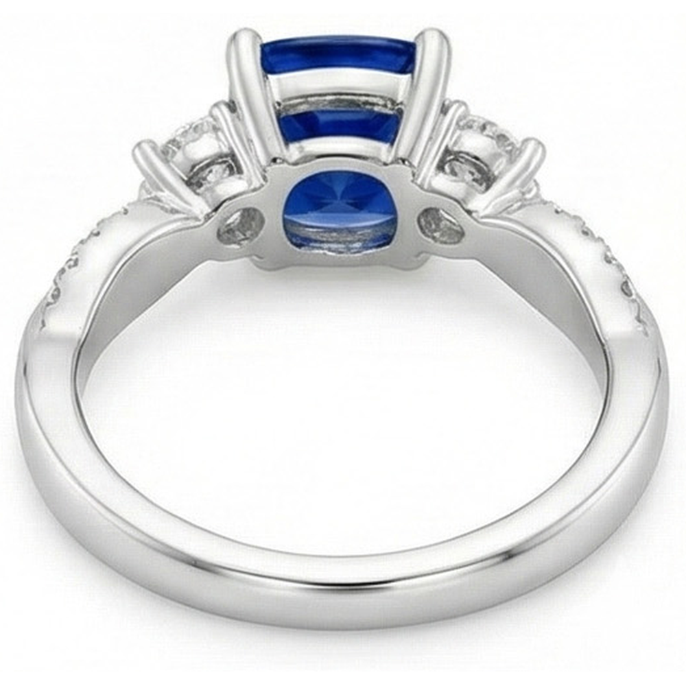 natural round sapphire 2.75ct ring band detail
