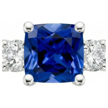natural round sapphire 2.75ct ring on white background