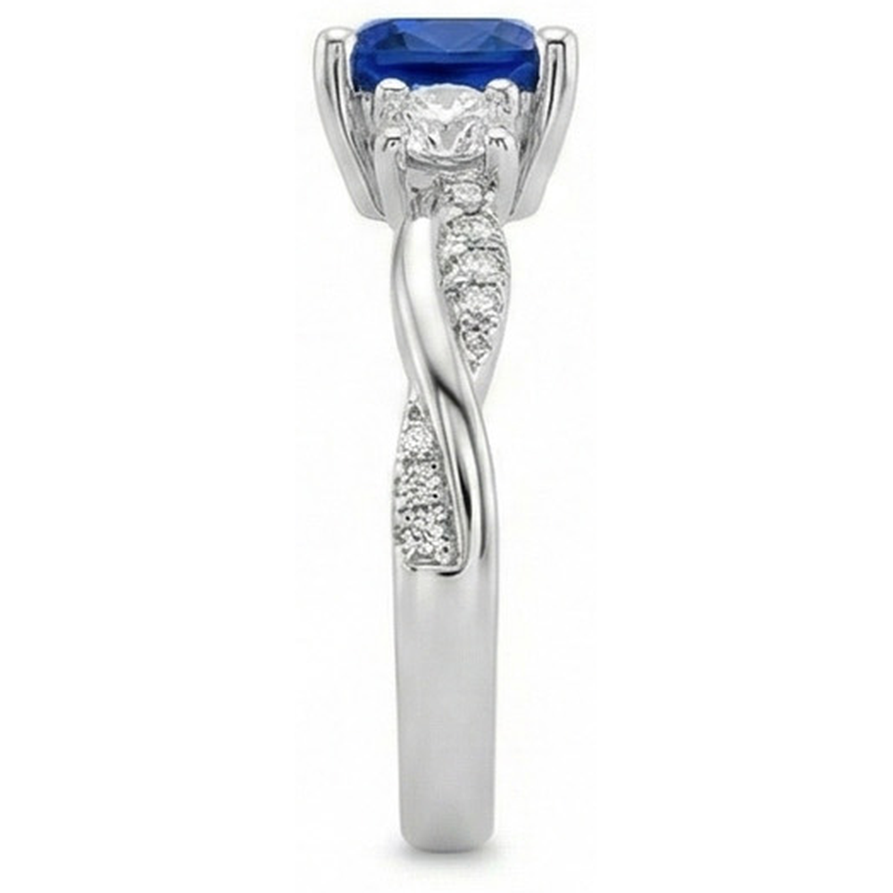 natural round sapphire 2.75ct ring with diamond accents