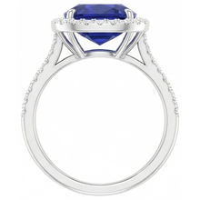 Gold 7 Carat Halo Sapphire Engagement Ring