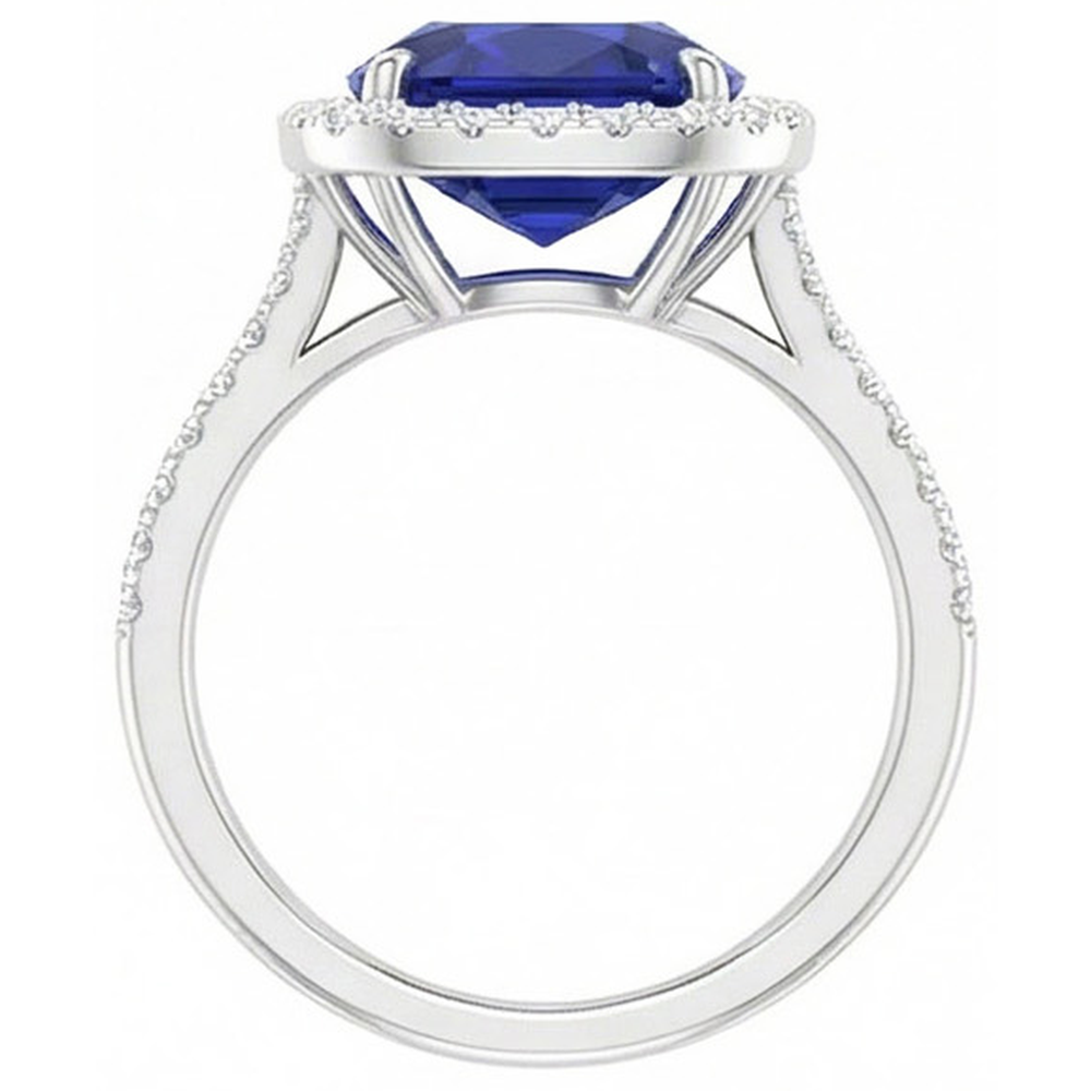 Gold 7 Carat Halo Sapphire Engagement Ring