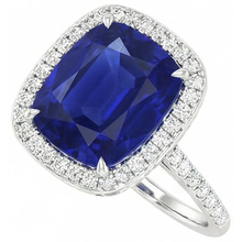 Gold 7 Carat Halo Sapphire Engagement Ring