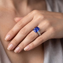 Gold Anniversary Blue Sapphire Ring 4 Carats Channel Set Natural Earth Mined Diamonds