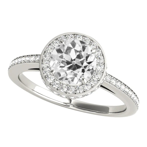 Gold Anniversary Halo Ring Round Real Old European Diamond 5 Carats