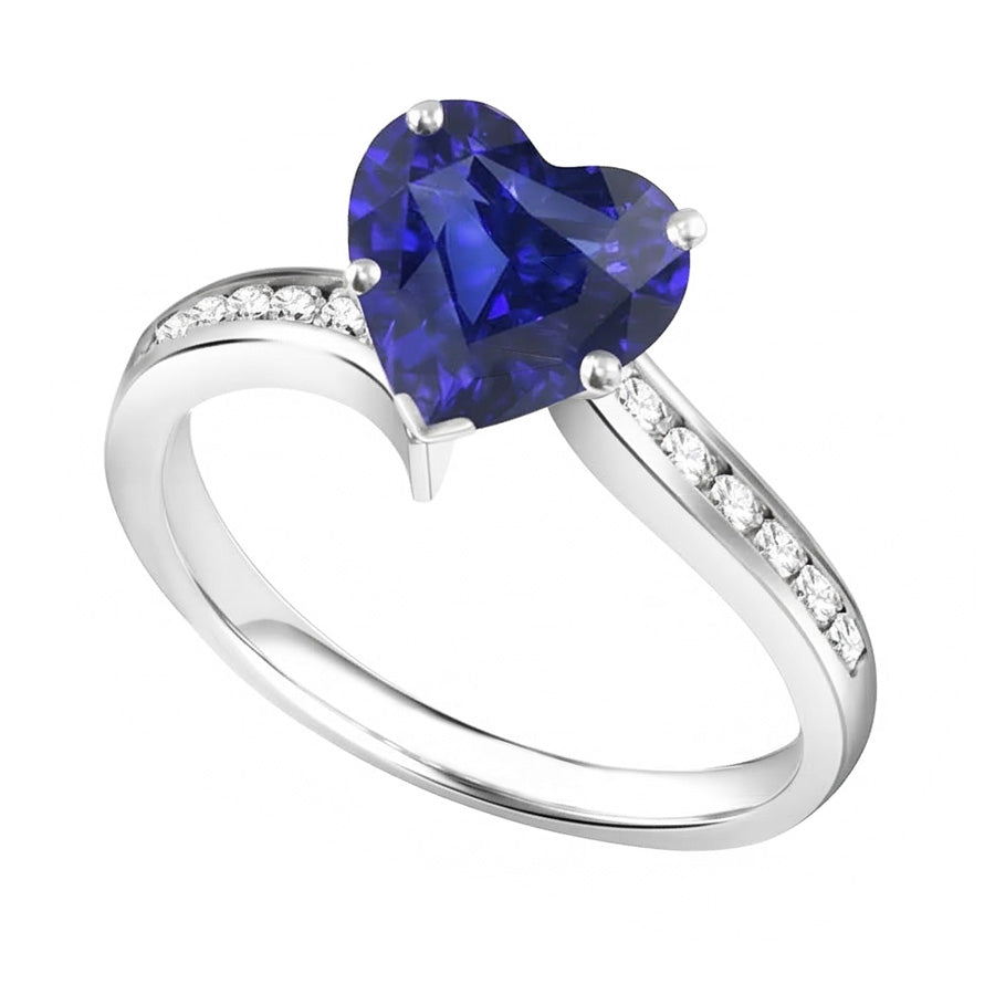 natural round sapphire 4ct ring front view