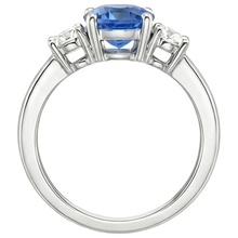 Gold Anniversary Ring Round Natural Earth Mined Diamond & Ceylon Blue Sapphire 1.75 Carats