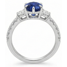 Gold Anniversary Solitaire Blue Sapphire With Accents Ring 4.50 Carats