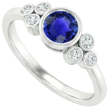 Gold Bezel Set Ceylon Sapphire & Natural Earth Mined Diamond Engagement Ring 1.75 Carats