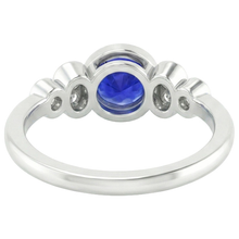 Gold Bezel Set Ceylon Sapphire & Natural Earth Mined Diamond Engagement Ring 1.75 Carats