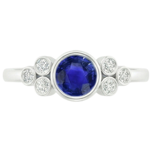 Gold Bezel Set Ceylon Sapphire & Natural Earth Mined Diamond Engagement Ring 1.75 Carats