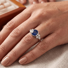 Gold Bezel Set Ceylon Sapphire & Natural Earth Mined Diamond Engagement Ring 1.75 Carats