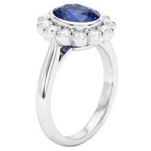 Gold Bezel Set Halo Oval Ceylon Sapphire And Natural Earth Mined Diamond Ring 9.70 Carats