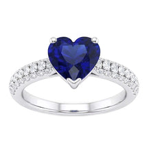 Gold Blue Sapphire Gemstone Ring 4 Carats Multi Row Pave Set Natural Earth Mined Diamonds