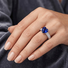 Gold Blue Sapphire Gemstone Ring 4 Carats Multi Row Pave Set Natural Earth Mined Diamonds