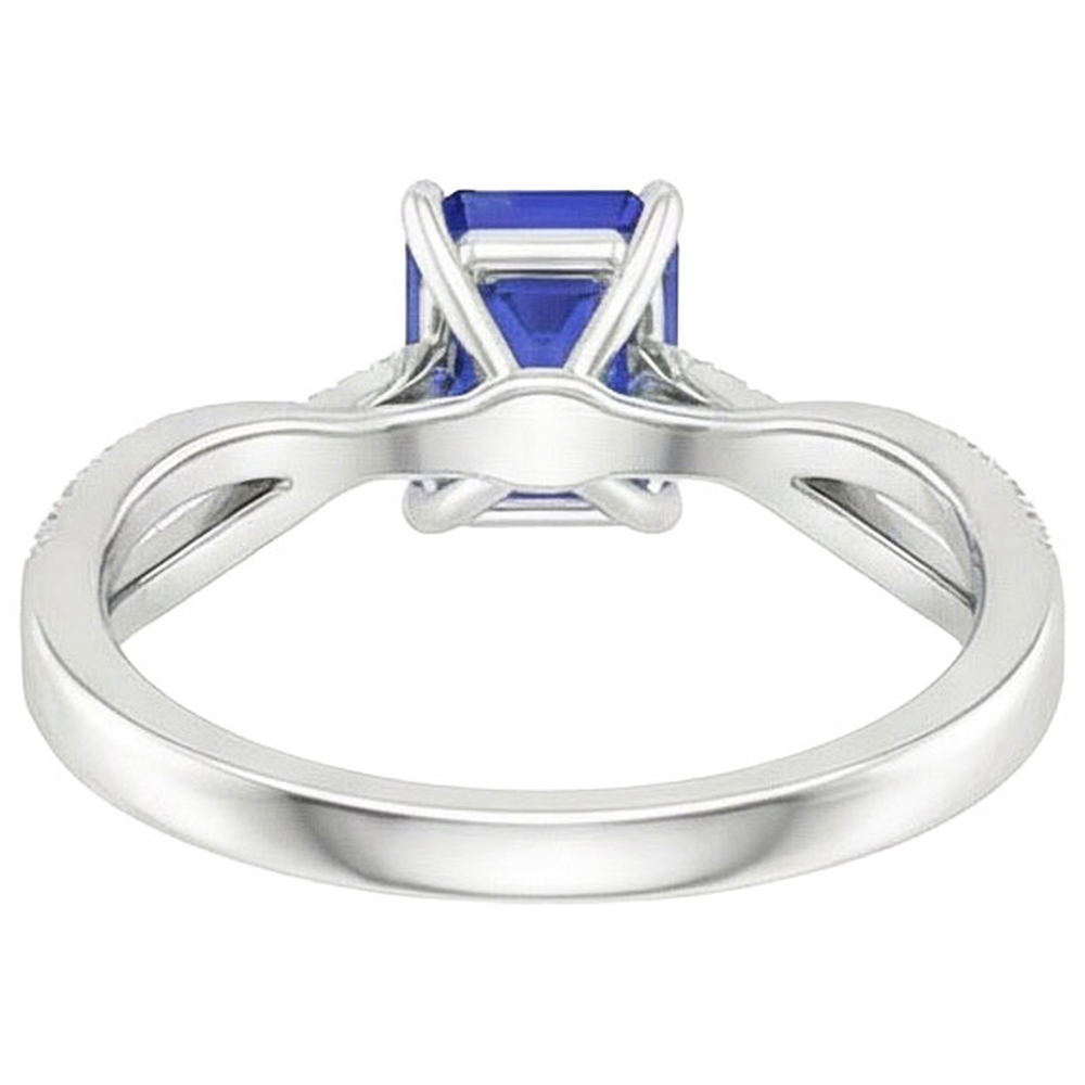 Gold Blue Sapphire & Natural Earth Mined Diamond Ring With Accents Twisted Shank 4 Carats