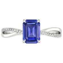 Gold Blue Sapphire & Natural Earth Mined Diamond Ring With Accents Twisted Shank 4 Carats