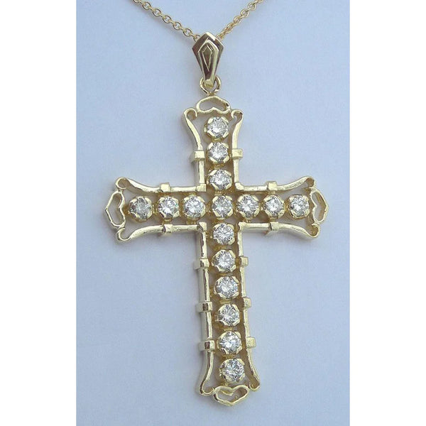 Gold Cross Necklace With Real Diamond
