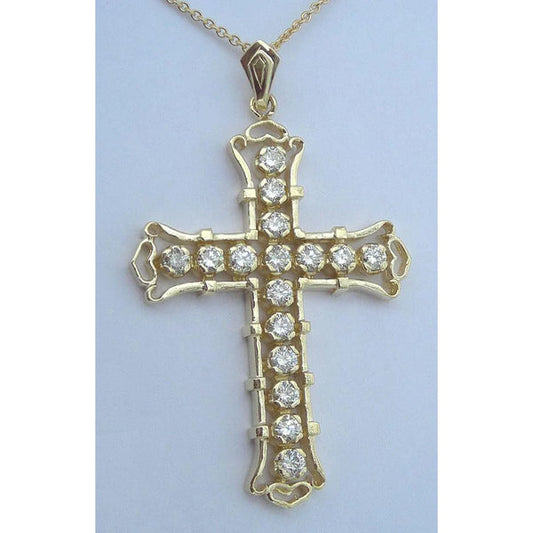Gold Cross Necklace With Real Diamond