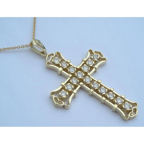 Gold Cross Necklace With Real Diamond