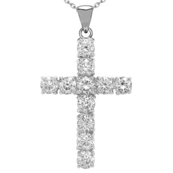 Gold Cross Round Natural Diamond Pendant Necklace With Bail 5.75 Carats