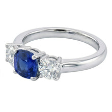 Gold Cushion Three Stone Ring 1.25 Carats Round Natural Earth Mined Diamond Jewellery