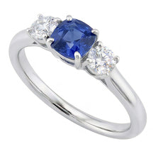 Gold Cushion Three Stone Ring 1.25 Carats Round Natural Earth Mined Diamond Jewellery