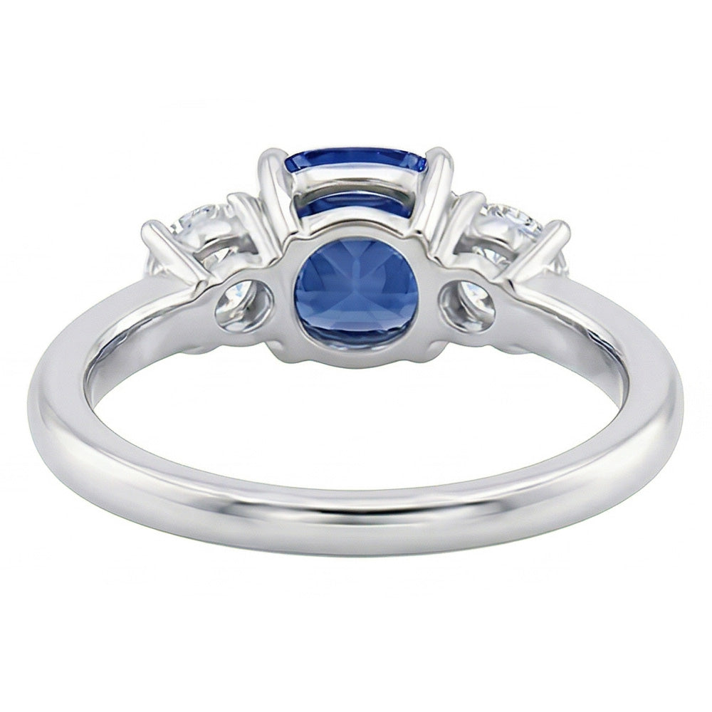 Gold Cushion Three Stone Ring 1.25 Carats Round Natural Earth Mined Diamond Jewellery