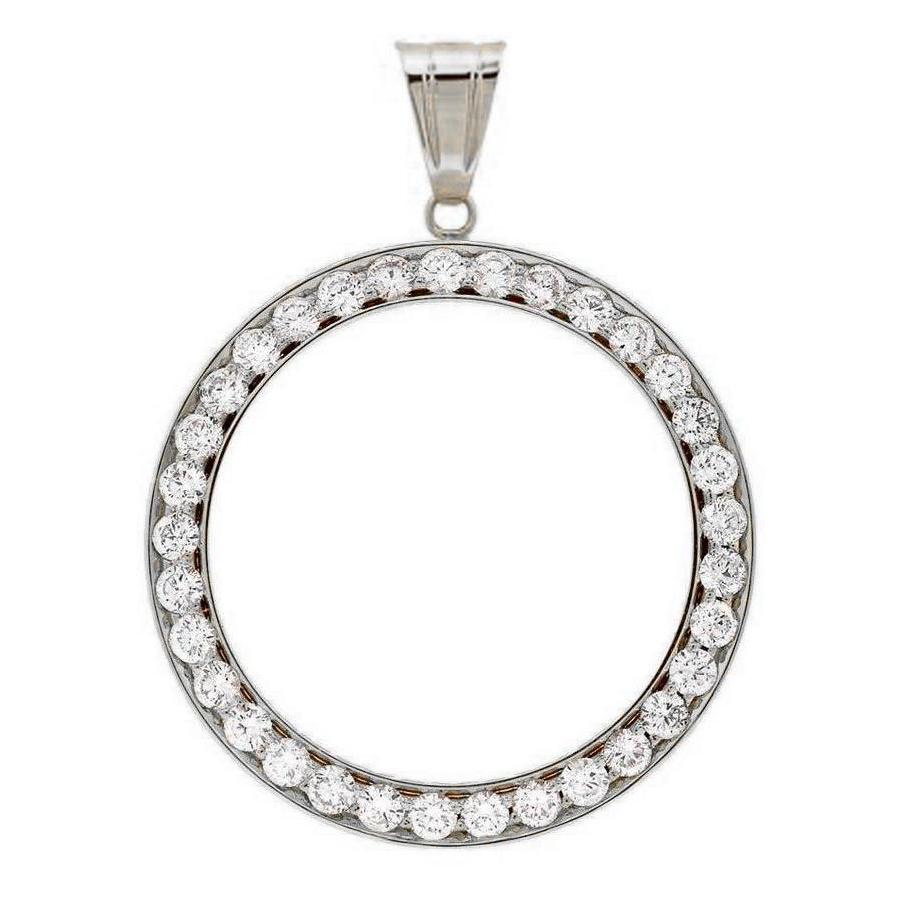 Gold Dollar Genuine Diamond Bezel Pendant With Bail 3 Ct. (Coin not included)