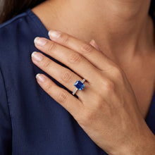 Gold Engagement Ring Emerald Blue Sapphire & Pave Natural Earth Mined Diamonds 2.50 Carats