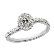 Gold Engagement Ring Oval Old European Genuine Diamond 5 Carats Pave Set
