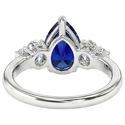 Gold Gemstone 5 Stone Sri Lankan Sapphire & Natural Earth Mined Diamond Ring 3.50 Carats