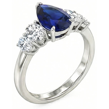 Gold Gemstone 5 Stone Sri Lankan Sapphire & Natural Earth Mined Diamond Ring 3.50 Carats