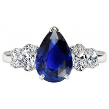 Gold Gemstone 5 Stone Sri Lankan Sapphire & Natural Earth Mined Diamond Ring 3.50 Carats