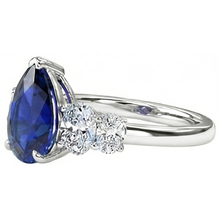 Gold Gemstone 5 Stone Sri Lankan Sapphire & Natural Earth Mined Diamond Ring 3.50 Carats