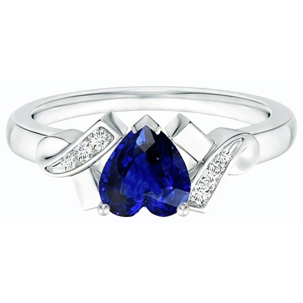 natural round sapphire 2ct ring profile view
