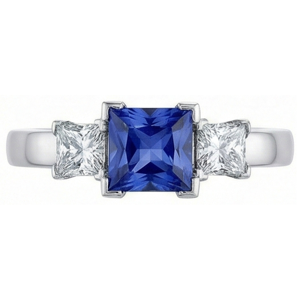 natural princess sapphire 5ct ring side angle