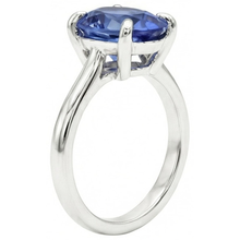 Pear Shape Cornflower Blue Sapphire ring in 14 Karat White Gold – side view
