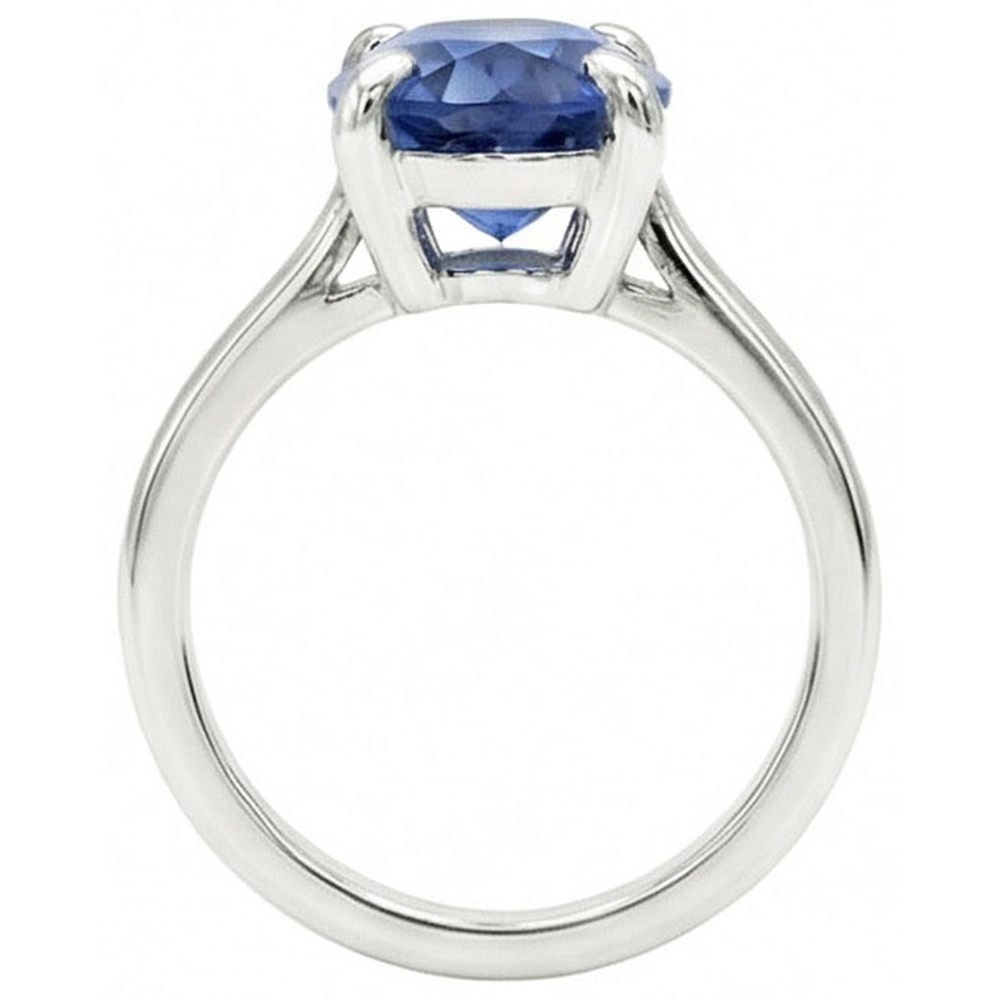 Cornflower Blue Sapphire Pear Shape Precious Stone Ring in 14 Karat White Gold – profile view